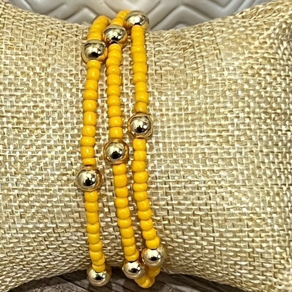 Yellow and gold plated handmade bracelets size 7”